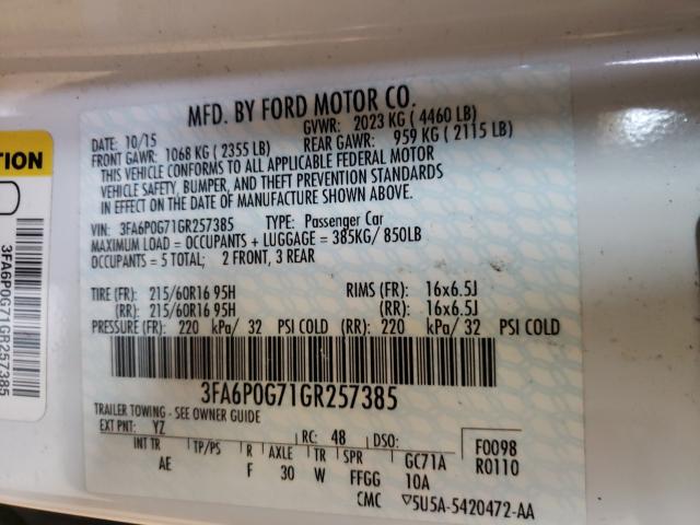 Photo 9 VIN: 3FA6P0G71GR257385 - FORD FUSION 