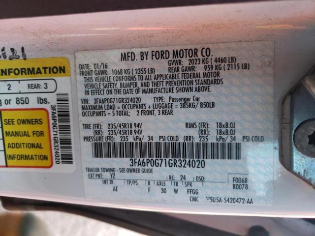 Photo 9 VIN: 3FA6P0G71GR324020 - FORD FUSION S 