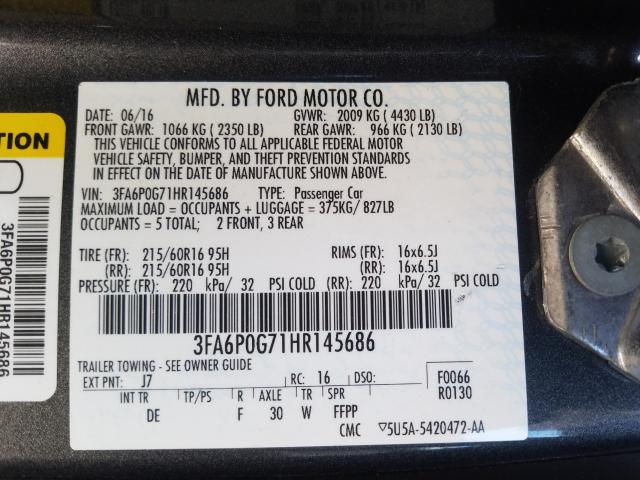 Photo 9 VIN: 3FA6P0G71HR145686 - FORD FUSION S 