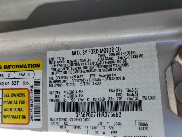 Photo 11 VIN: 3FA6P0G71HR275662 - FORD FUSION S 