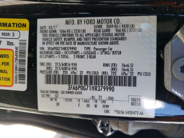 Photo 9 VIN: 3FA6P0G71HR379990 - FORD FUSION S 