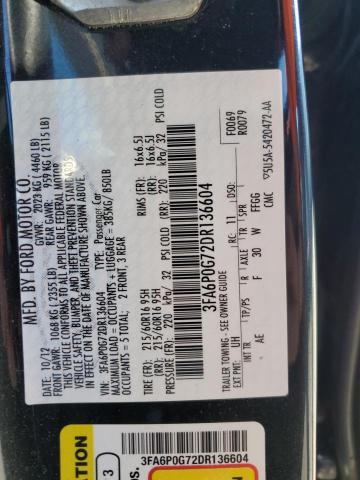 Photo 9 VIN: 3FA6P0G72DR136604 - FORD FUSION S 