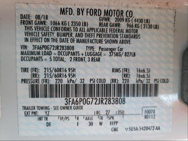 Photo 9 VIN: 3FA6P0G72JR283808 - FORD FUSION S 