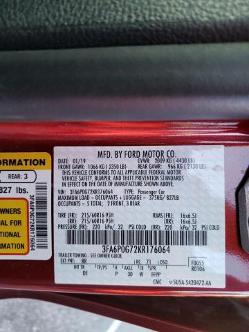 Photo 11 VIN: 3FA6P0G72KR176064 - FORD FUSION S 