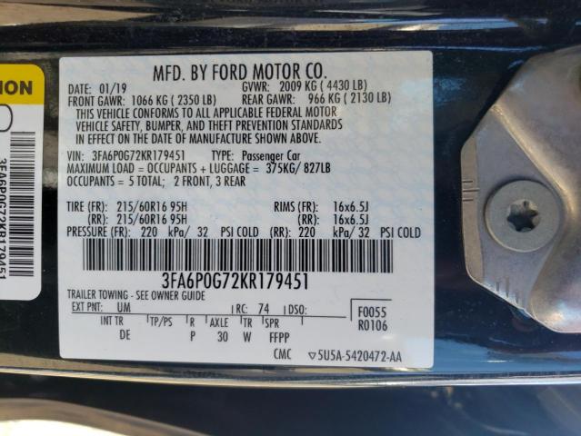 Photo 11 VIN: 3FA6P0G72KR179451 - FORD FUSION S 