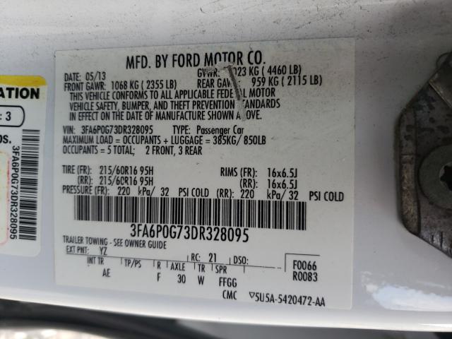 Photo 9 VIN: 3FA6P0G73DR328095 - FORD FUSION S 