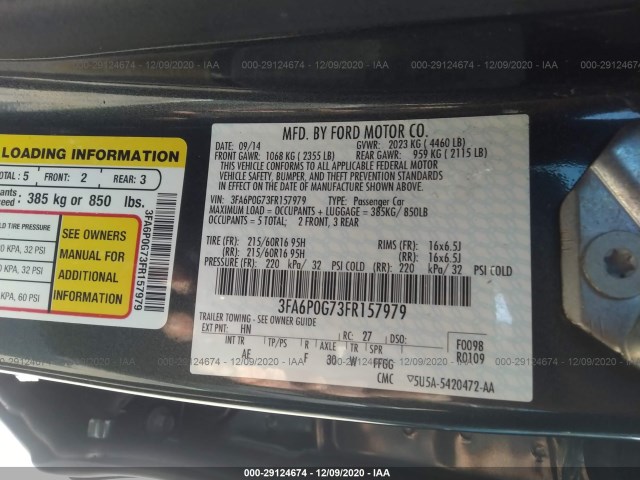 Photo 8 VIN: 3FA6P0G73FR157979 - FORD FUSION 