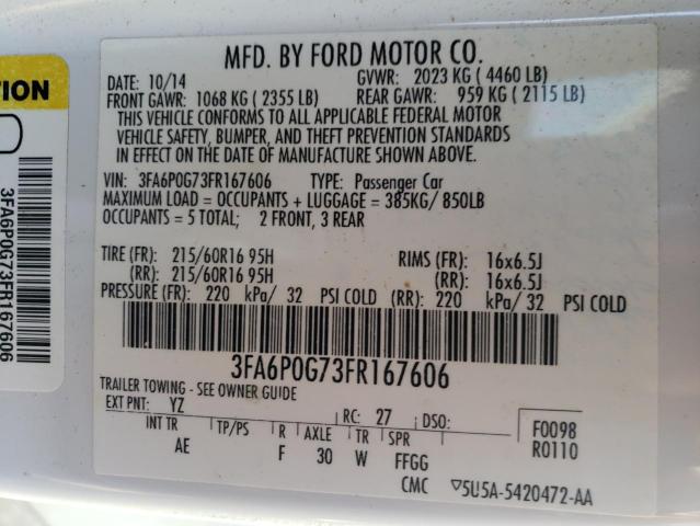 Photo 11 VIN: 3FA6P0G73FR167606 - FORD FUSION 