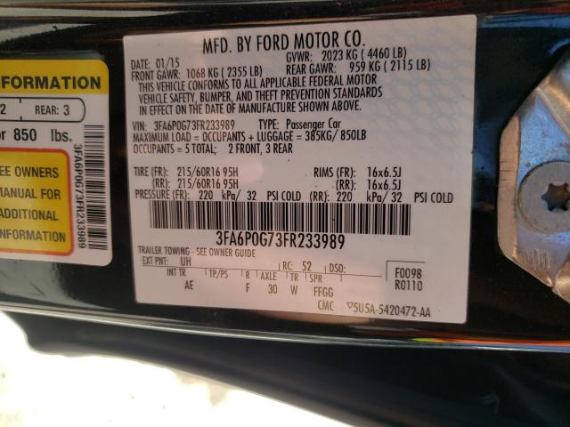 Photo 9 VIN: 3FA6P0G73FR233989 - FORD FUSION S 