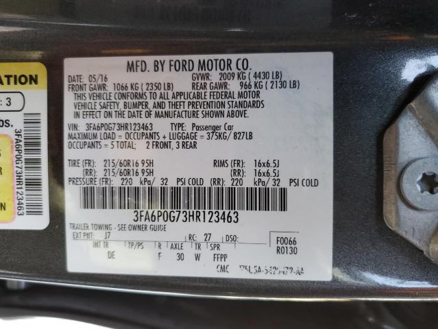 Photo 9 VIN: 3FA6P0G73HR123463 - FORD FUSION S 