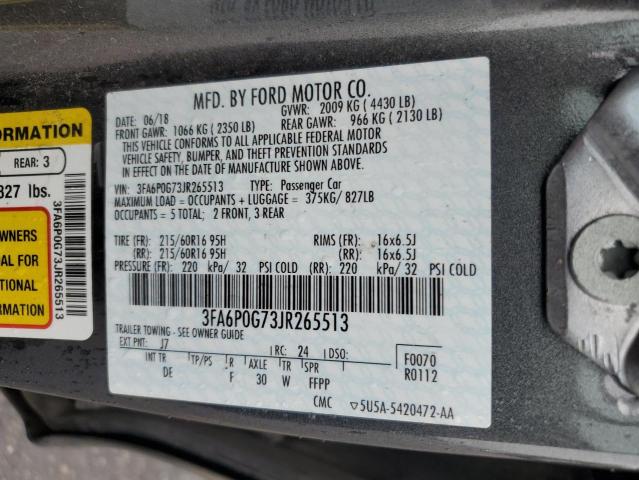 Photo 11 VIN: 3FA6P0G73JR265513 - FORD FUSION S 