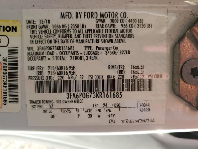 Photo 11 VIN: 3FA6P0G73KR161685 - FORD FUSION S 