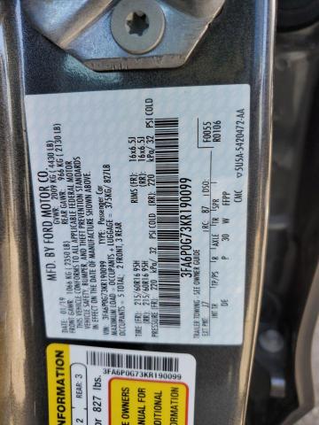 Photo 11 VIN: 3FA6P0G73KR190099 - FORD FUSION S 