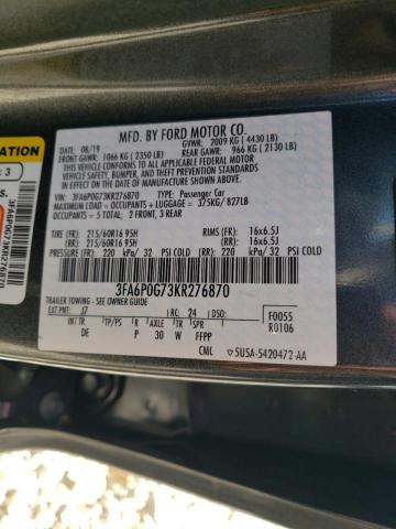 Photo 9 VIN: 3FA6P0G73KR276870 - FORD FUSION 