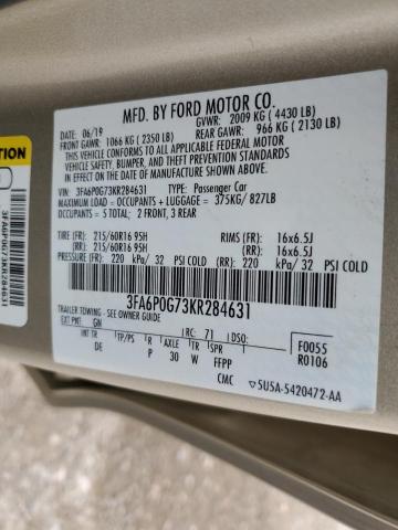 Photo 11 VIN: 3FA6P0G73KR284631 - FORD FUSION 