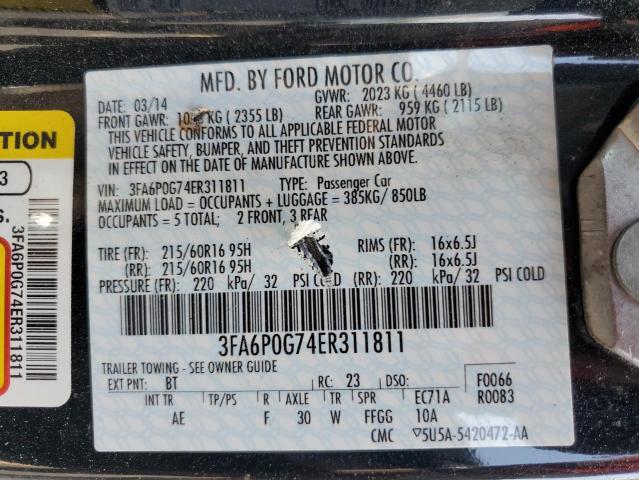 Photo 11 VIN: 3FA6P0G74ER311811 - FORD FUSION S 