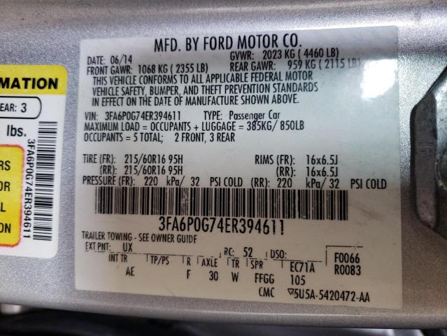 Photo 9 VIN: 3FA6P0G74ER394611 - FORD FUSION S 