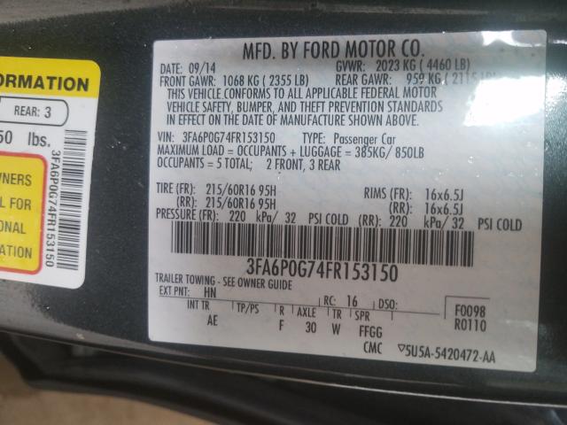 Photo 9 VIN: 3FA6P0G74FR153150 - FORD FUSION S 