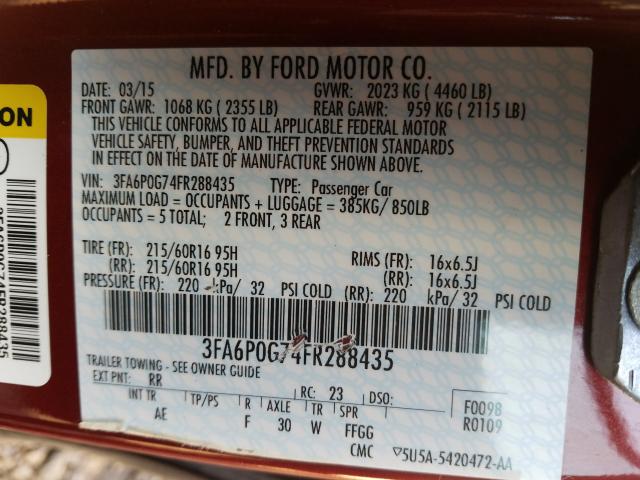 Photo 9 VIN: 3FA6P0G74FR288435 - FORD FUSION 