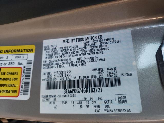 Photo 9 VIN: 3FA6P0G74GR183721 - FORD FUSION 