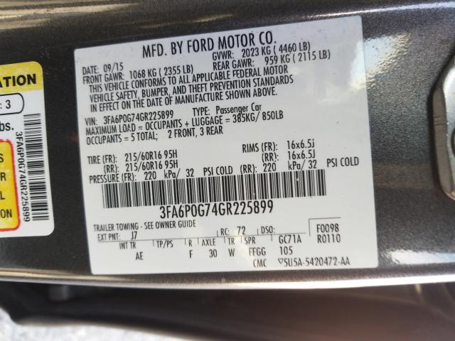 Photo 9 VIN: 3FA6P0G74GR225899 - FORD FUSION S 