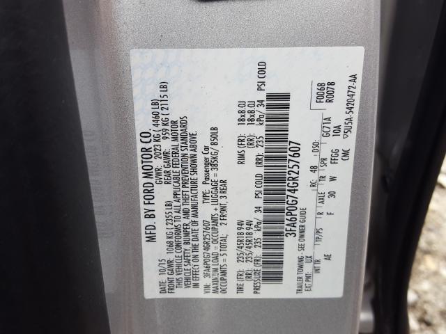 Photo 9 VIN: 3FA6P0G74GR257607 - FORD FUSION 