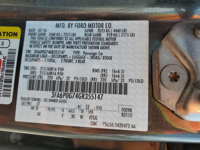 Photo 11 VIN: 3FA6P0G74GR355147 - FORD FUSION S 