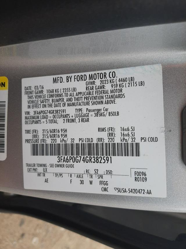 Photo 9 VIN: 3FA6P0G74GR382591 - FORD FUSION S 