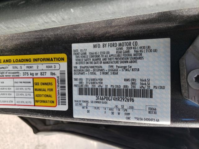 Photo 9 VIN: 3FA6P0G74HR292696 - FORD FUSION S 