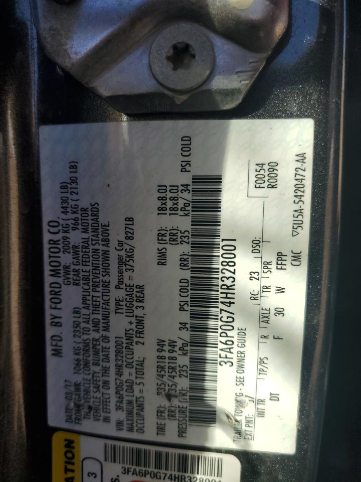 Photo 11 VIN: 3FA6P0G74HR328001 - FORD FUSION 