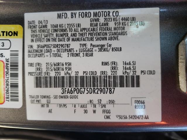 Photo 9 VIN: 3FA6P0G75DR290787 - FORD FUSION S 