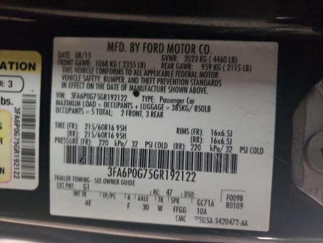 Photo 11 VIN: 3FA6P0G75GR192122 - FORD FUSION S 