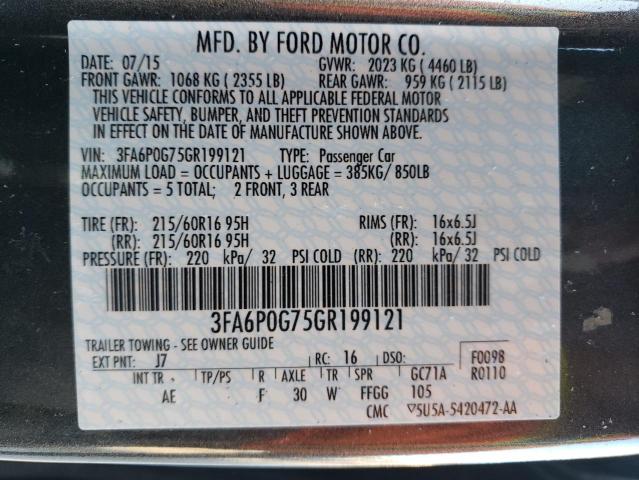 Photo 12 VIN: 3FA6P0G75GR199121 - FORD FUSION S 