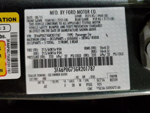 Photo 12 VIN: 3FA6P0G75GR201787 - FORD FUSION S 