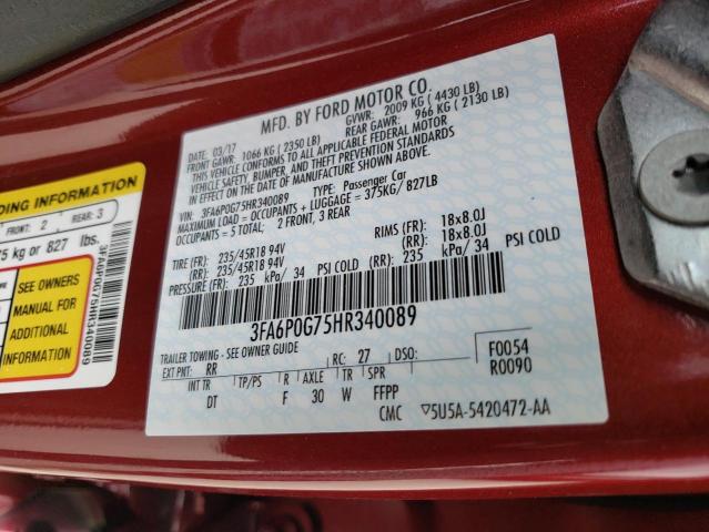 Photo 11 VIN: 3FA6P0G75HR340089 - FORD FUSION S 