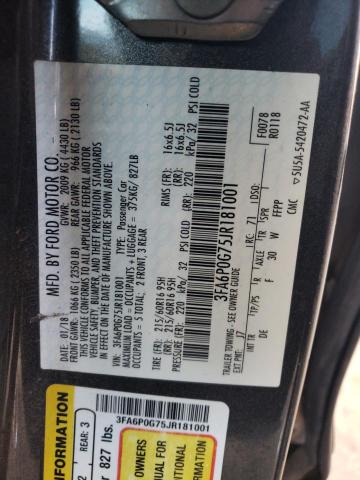 Photo 12 VIN: 3FA6P0G75JR181001 - FORD FUSION S 