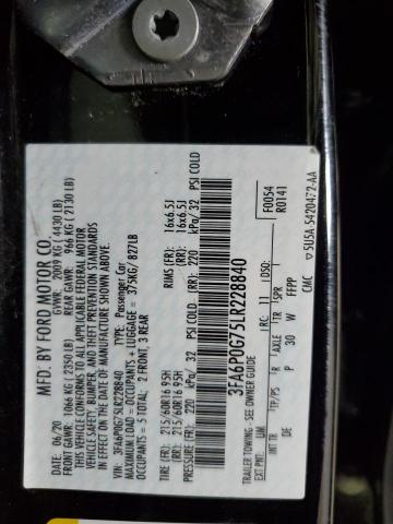 Photo 11 VIN: 3FA6P0G75LR228840 - FORD FUSION S 