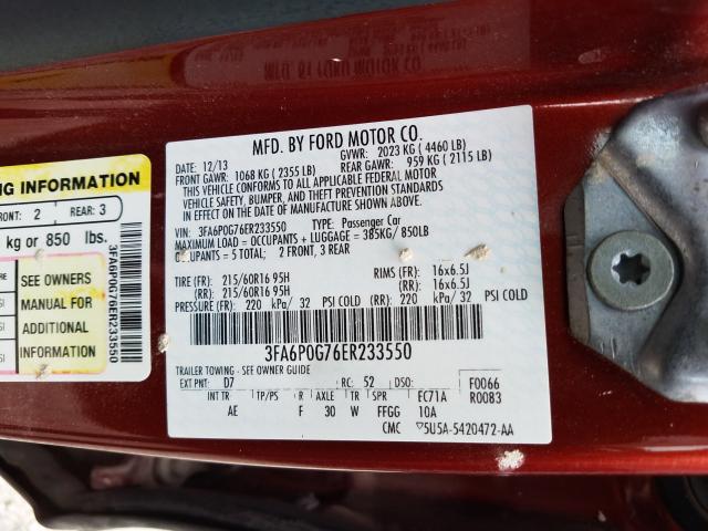 Photo 9 VIN: 3FA6P0G76ER233550 - FORD FUSION S 