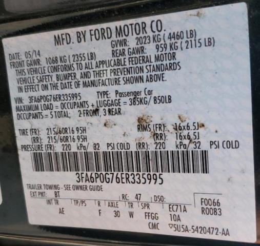 Photo 11 VIN: 3FA6P0G76ER335995 - FORD FUSION 