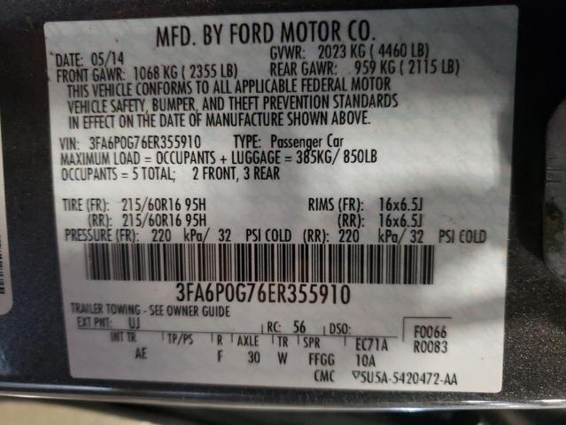 Photo 11 VIN: 3FA6P0G76ER355910 - FORD FUSION S 