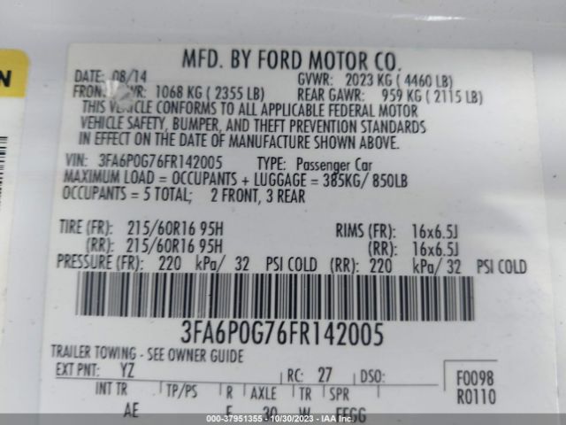 Photo 8 VIN: 3FA6P0G76FR142005 - FORD FUSION 