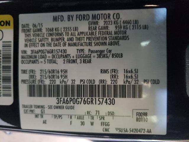 Photo 9 VIN: 3FA6P0G76GR157430 - FORD FUSION S 