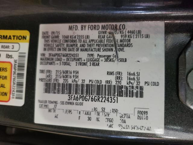 Photo 9 VIN: 3FA6P0G76GR224351 - FORD FUSION S 