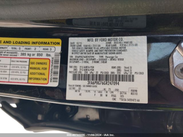 Photo 8 VIN: 3FA6P0G76GR247094 - FORD FUSION 