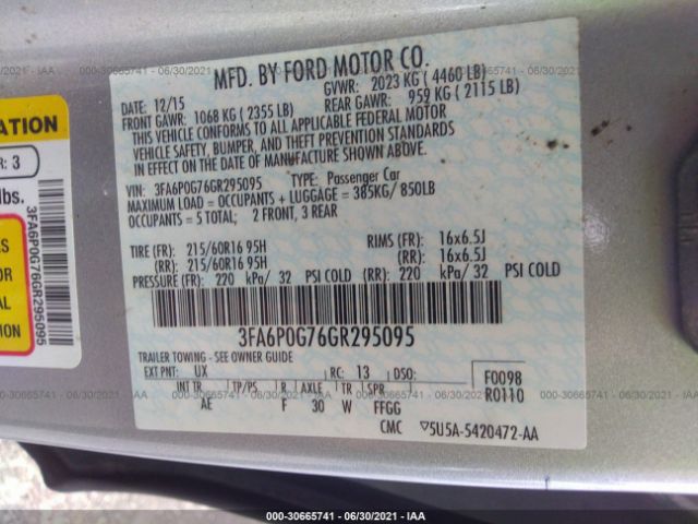 Photo 8 VIN: 3FA6P0G76GR295095 - FORD FUSION 