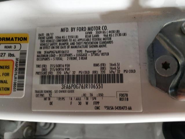 Photo 11 VIN: 3FA6P0G76JR106551 - FORD FUSION S 