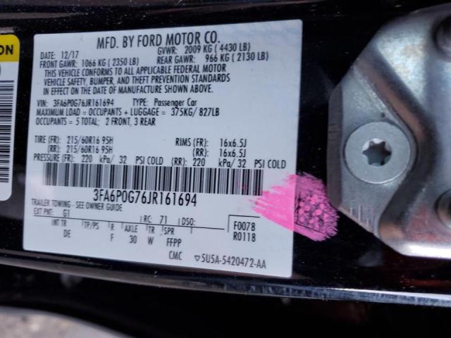 Photo 11 VIN: 3FA6P0G76JR161694 - FORD FUSION S 