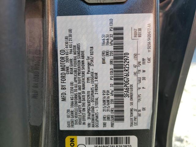 Photo 11 VIN: 3FA6P0G76LR252970 - FORD FUSION S 