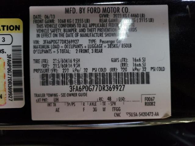 Photo 9 VIN: 3FA6P0G77DR369927 - FORD FUSION S 