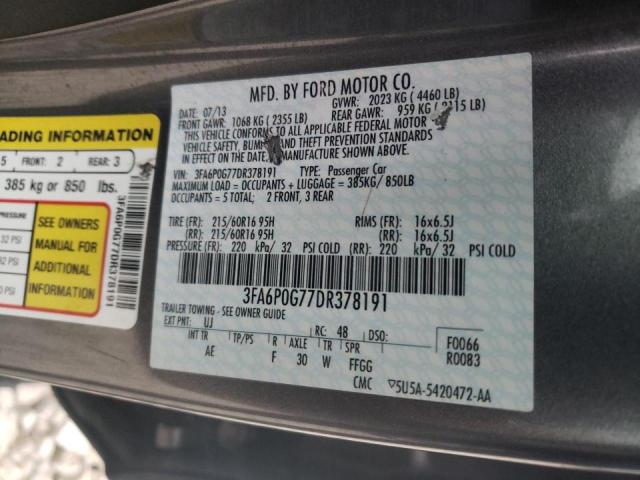 Photo 12 VIN: 3FA6P0G77DR378191 - FORD FUSION S 